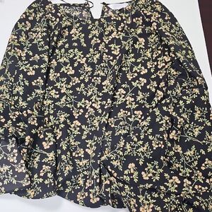 LC Lauren Conrad Black Floral Long Sleeve Dress